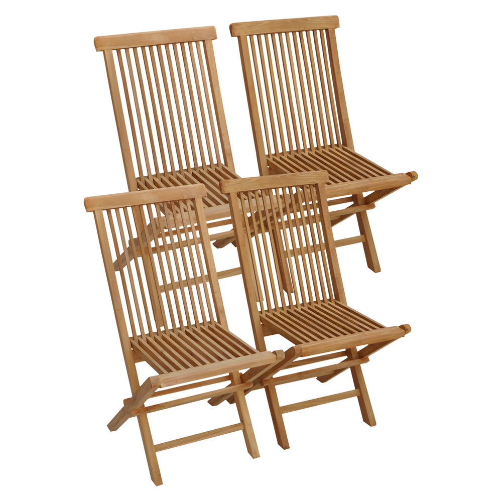 Lot de 4 chaises de jardin en teck lombok
