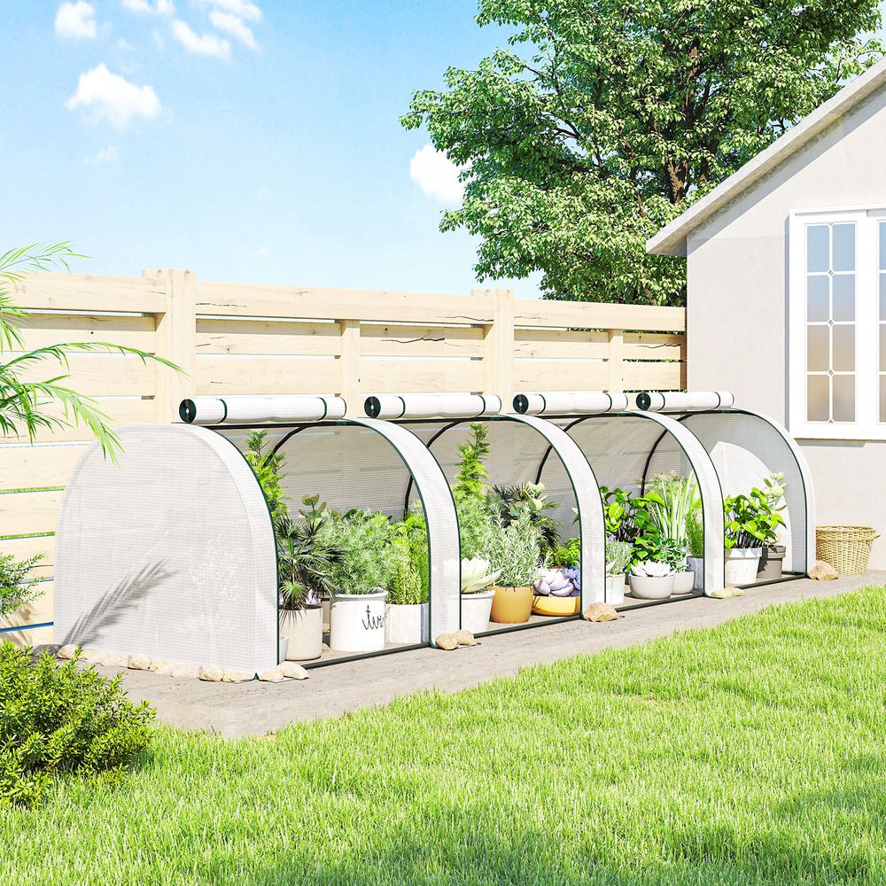 Serre tunnel basse pe acier 395 x 100 x 80 cm blanche potager protection plantes - comfortxl outdoor living