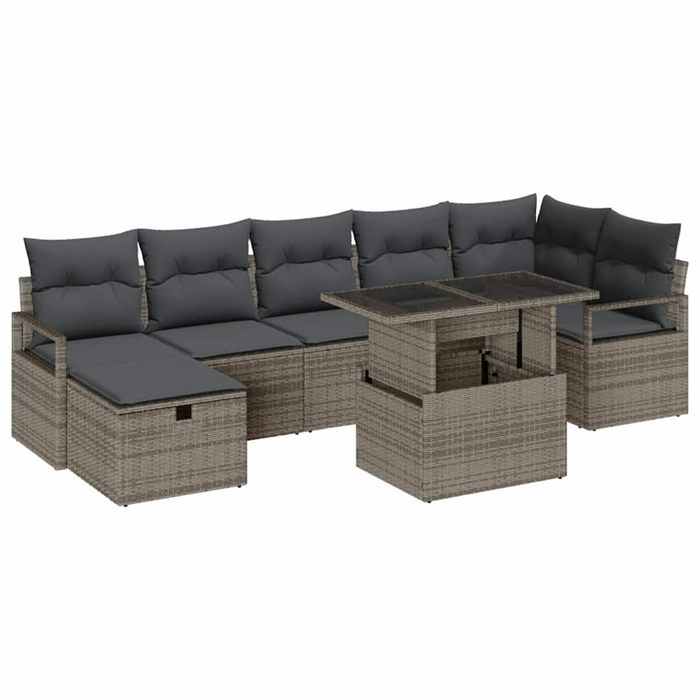 Ensemble de canapé de jardin avec coussin 8 pcs gris poly rotin