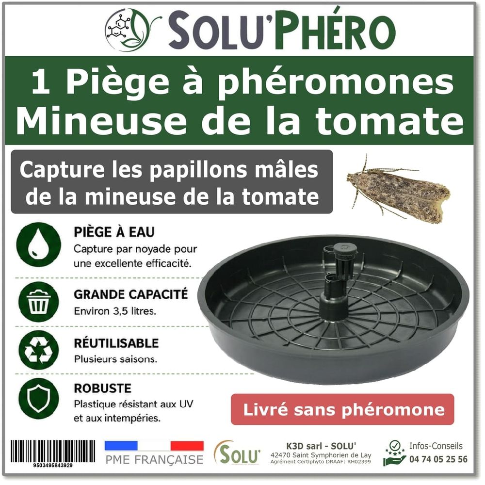 Piège pour capturer la mineuse de la tomate, solu'phéro - vendu à l'unité