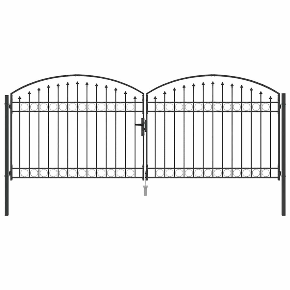 Porte de clôture assen 401 x 200 cm acier gris verrouillable