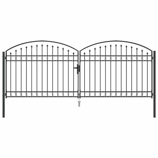 Porte de clôture assen 401 x 200 cm acier gris verrouillable