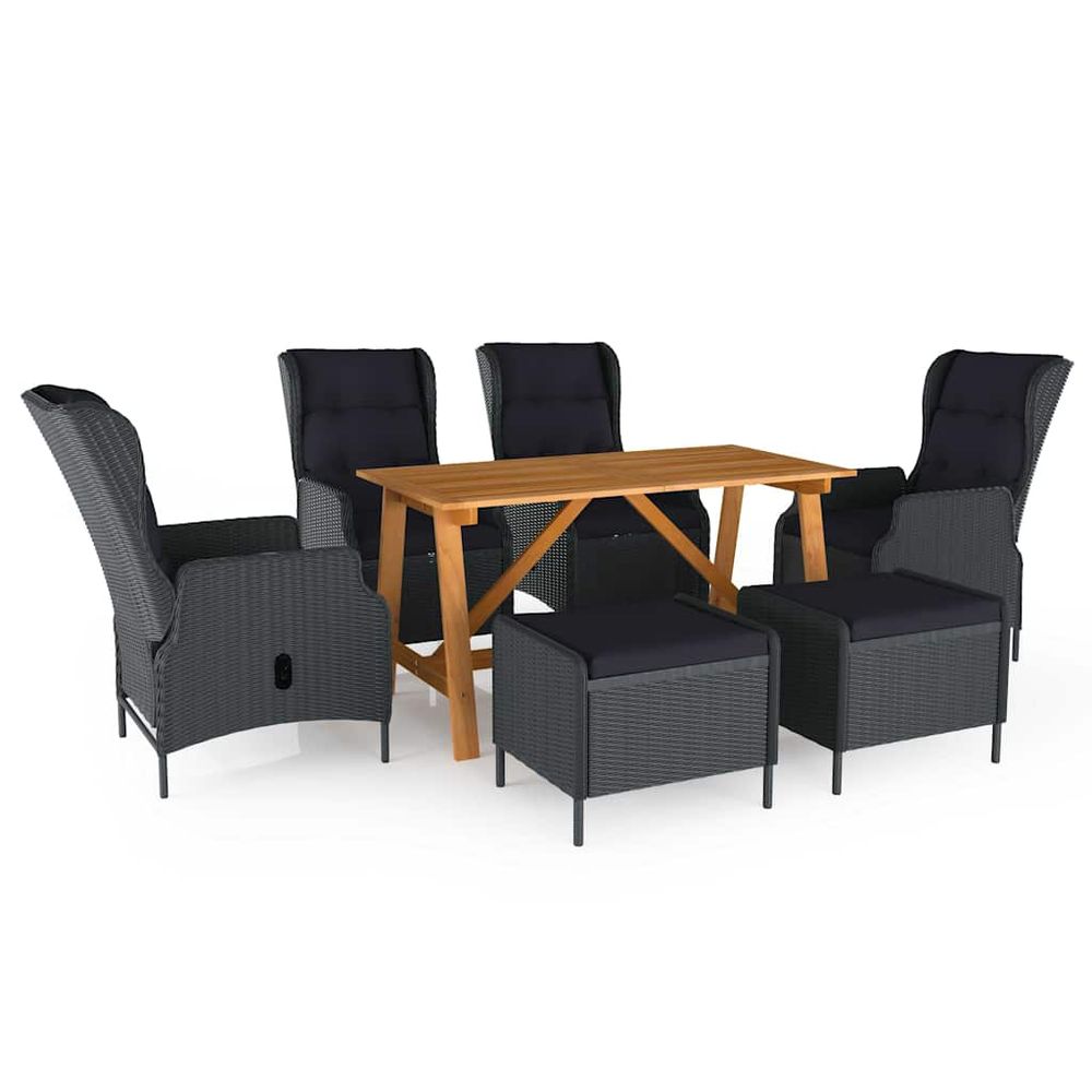 Ensemble à manger de jardin 7 pcs gris foncé