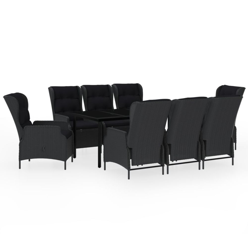 Ensemble à manger de jardin 9 pcs gris foncé