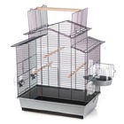 Cage à oiseaux avec accessoires iza 3 58x38x65cm gris et noir