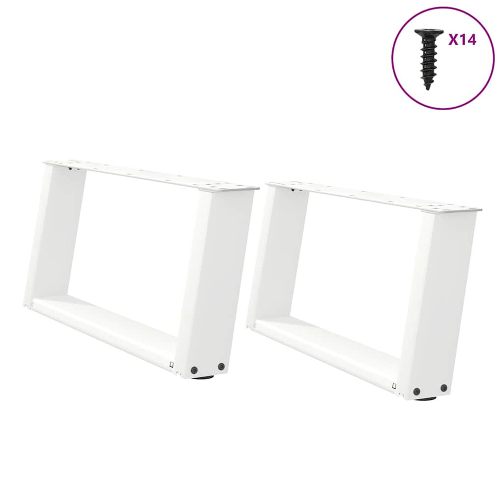 Pieds de table basse en u 2 pièces blanc 70 x (30-31) cm acier