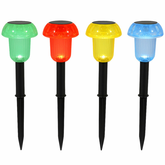 Balise solaire 4x mushy multicolore plastique et métal h24cm