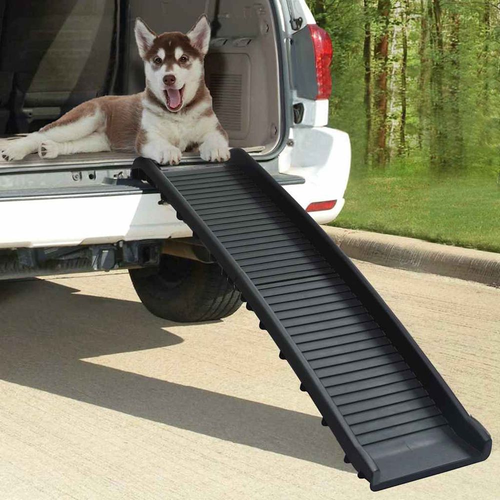 Rampe de voiture pour chien pliable en polypropylène antidérapante et légère noir