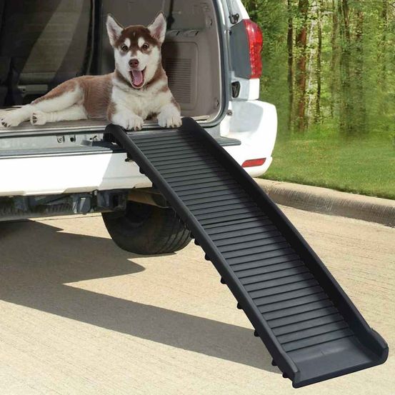Rampe de voiture pour chien pliable en polypropylène antidérapante et légère noir