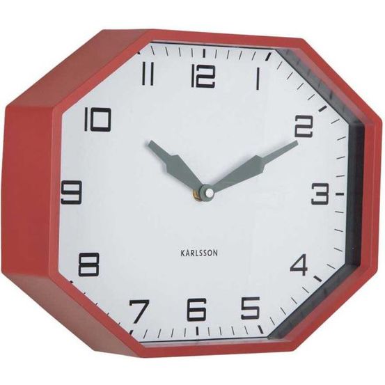 Horloge murale octogonale en résine factory rouge