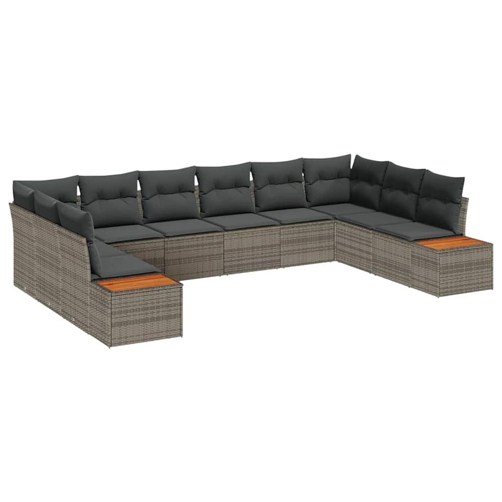 Ensemble de canapé de jardin 10 pc gris poly rotin