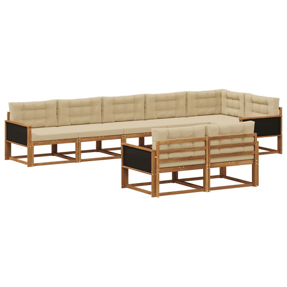 Ensemble de canapés d'extérieur 8 pc naturel et beige