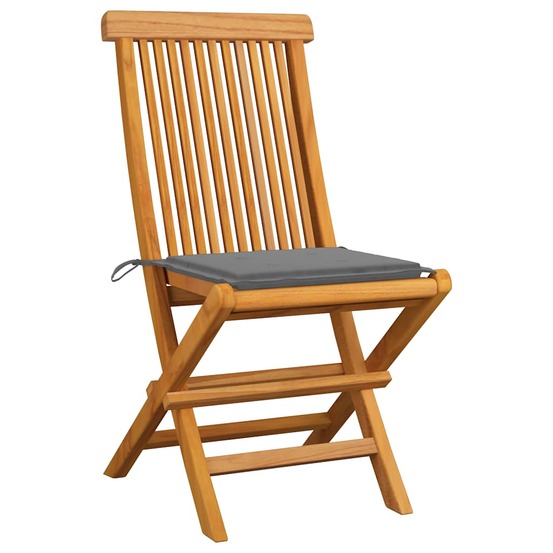 Chaises de jardin et coussins gris lot de 4 bois de teck massif