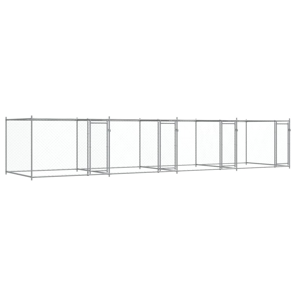 Cage pour chien avec portes 8 x 2 x 1,5 m acier galvanisé gris