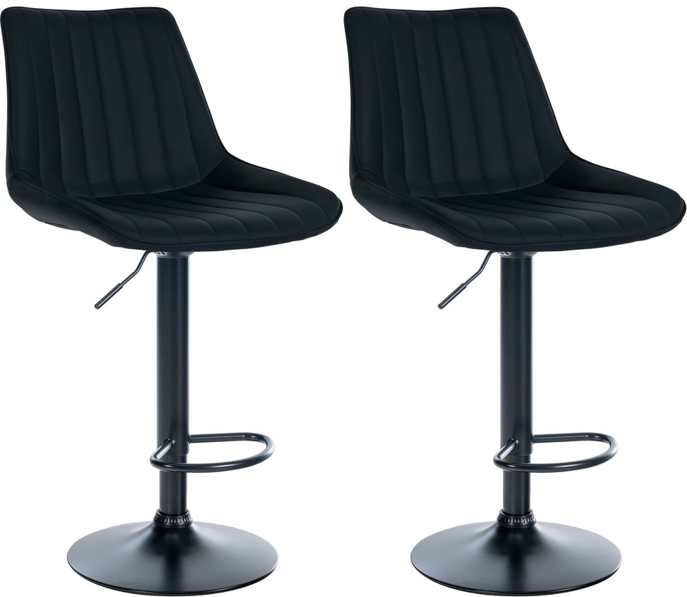 Lot de 2 tabourets de bar toni simili cuir noir