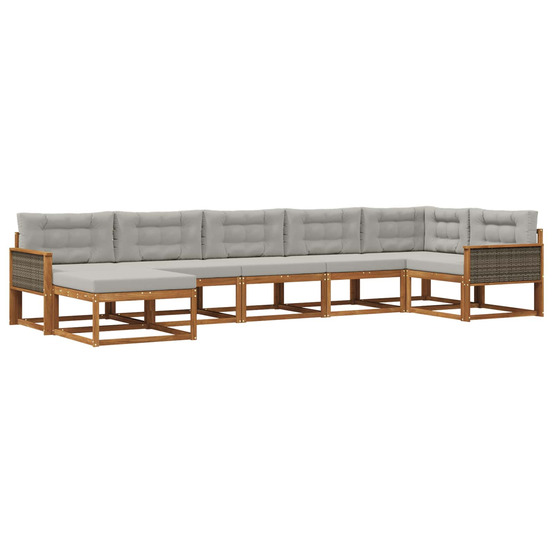 Ensemble de canapés d'extérieur 7 pcs naturel et gris clair