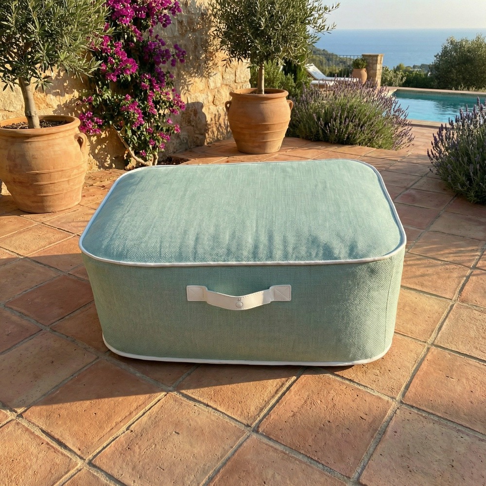 Pouf de jardin gonflable numa collection soge - vert d'eau