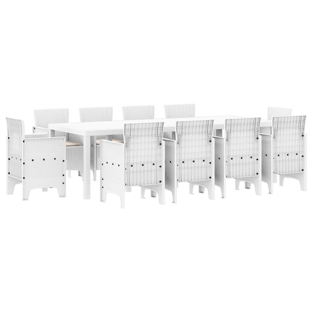 Ensemble de salle à manger pour jardin 11 pc blanc
