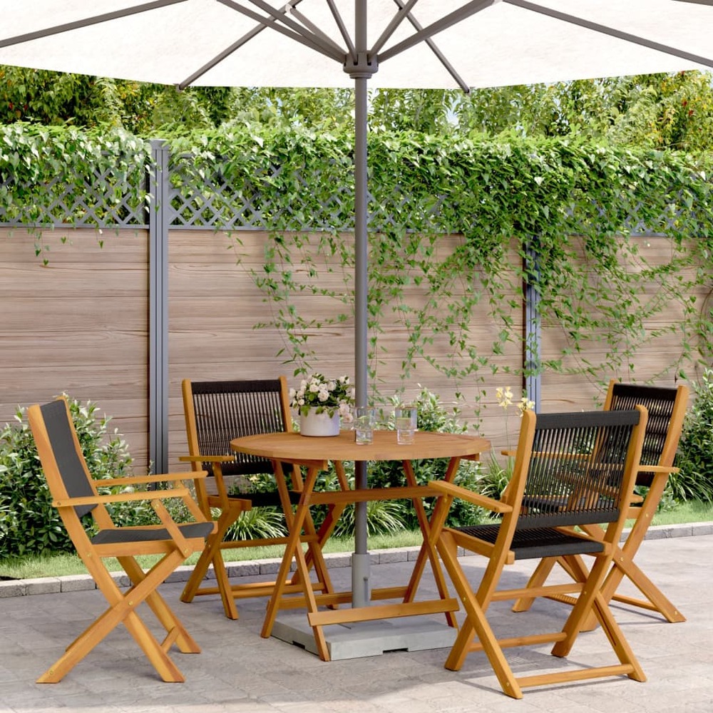 Ensemble à manger de jardin 5pcs noir polypropylène bois massif