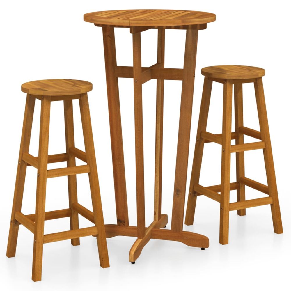 Ensemble de bar 3 pcs bois d'acacia solide