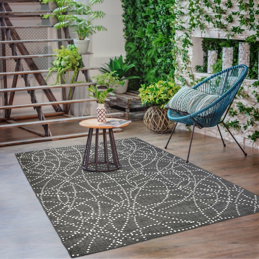 Tapis extérieur, kilim reversible 120x170 lyn2 bj reversible noir et blanc