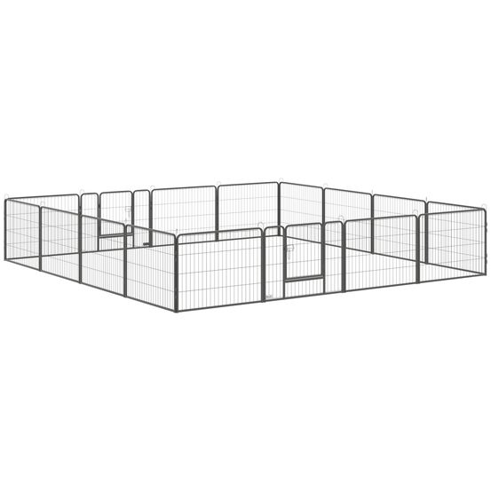 Enclos parc chiots acier intérieur extérieur 16 panneaux 80x60cm gris - comfortxl pet living