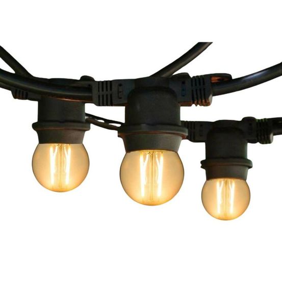 Guirlande guinguette 30 mètres 30 ampoules filament vintage 2200k 2w e27 ip65 riviera pro connect