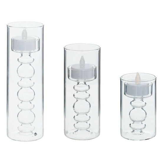Lot de 3 bougies led en verre