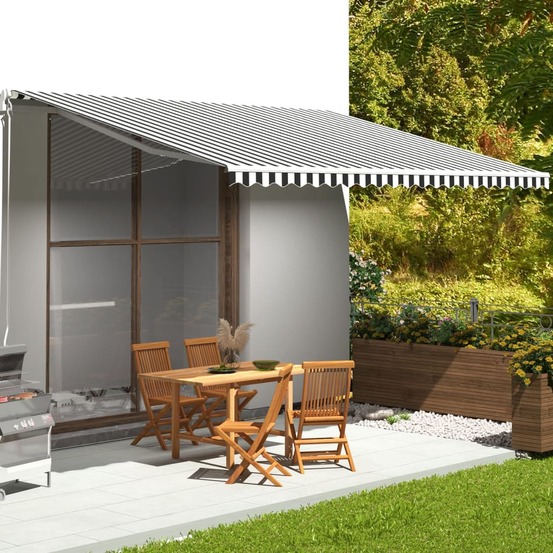 Tissu de remplacement pour auvent anthracite et blanc 5x3,5 m
