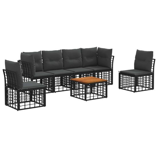 Ensemble de canapés d'extérieur 7 pc noir et gris foncé