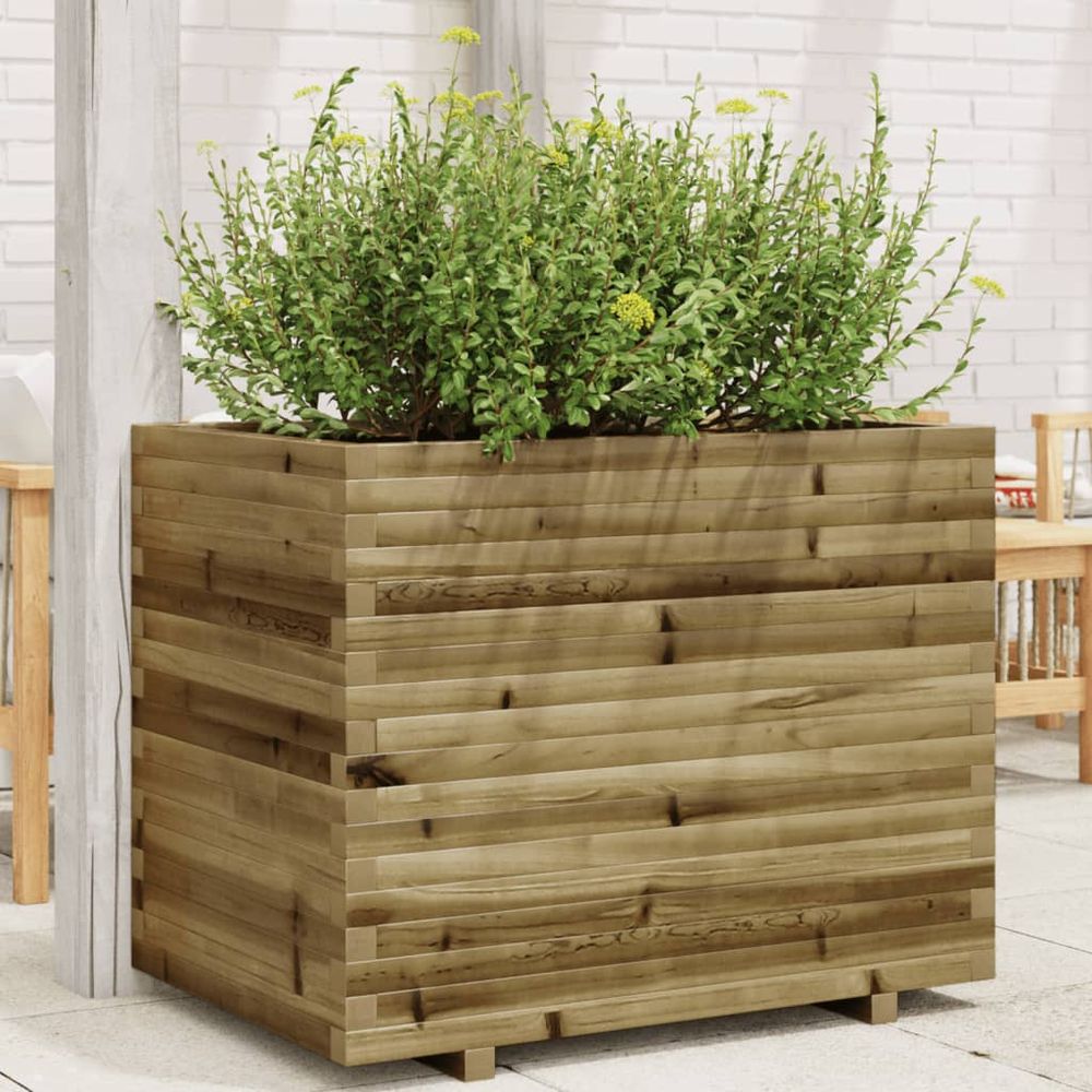 Jardinière rectangulaire bois pin traité potager surélevé pour jardin 90x60x72 cm