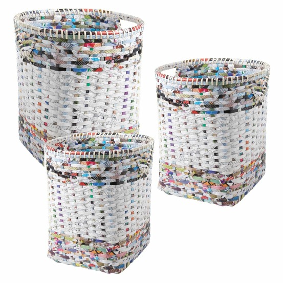 Paniers à linge en papier recyclé (lot de 3)