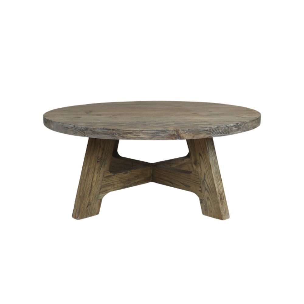 Table basse ronde en bois recyclé naturel ø.90 x ht.38 cm