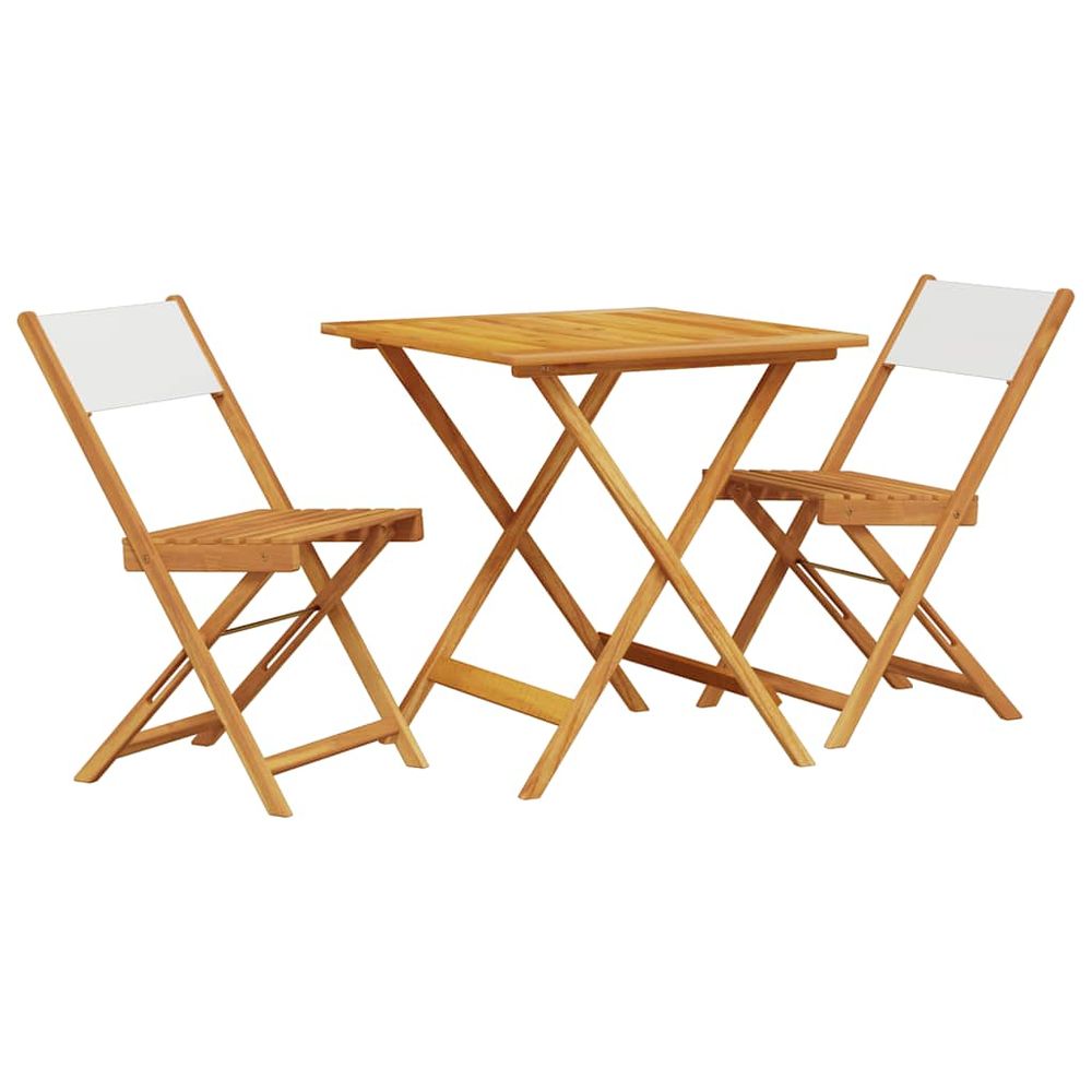 Ensemble de bistro 3 pcs blanc crème tissu et bois massif