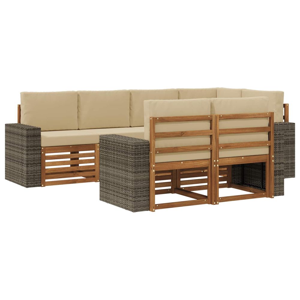 Ensemble de canapés d'extérieur 7 pc naturel et beige polyester