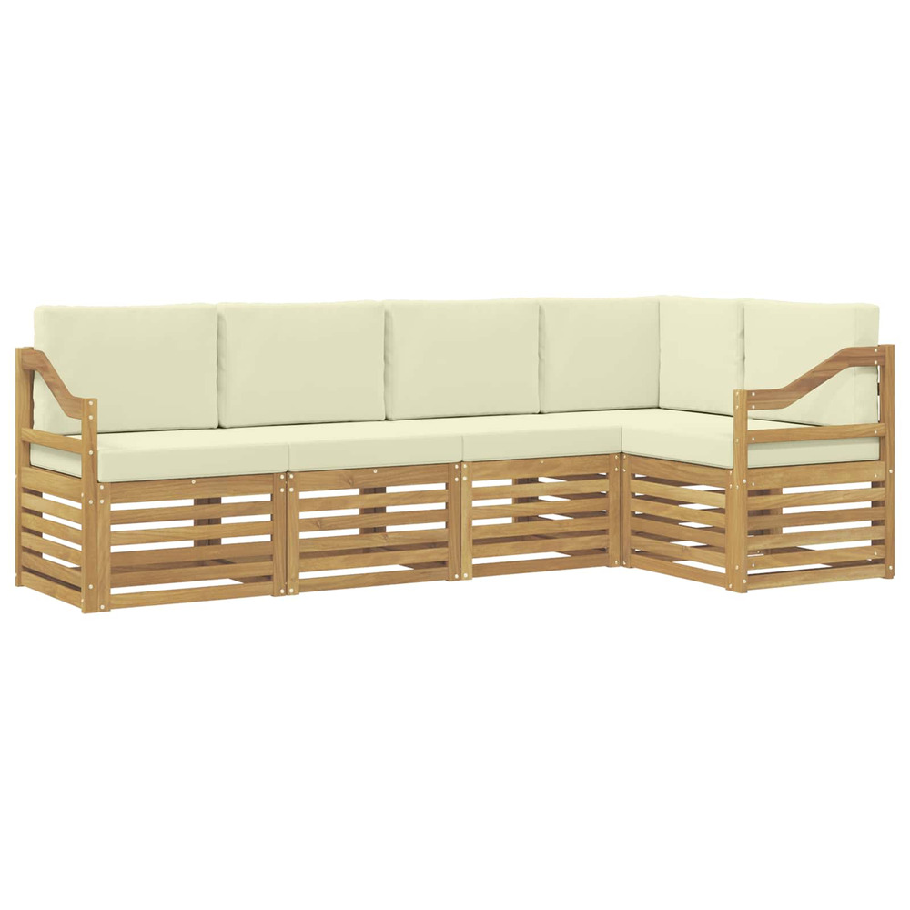 Ensemble de canapé d'angle avec coussin 5 pcs blanc et crème