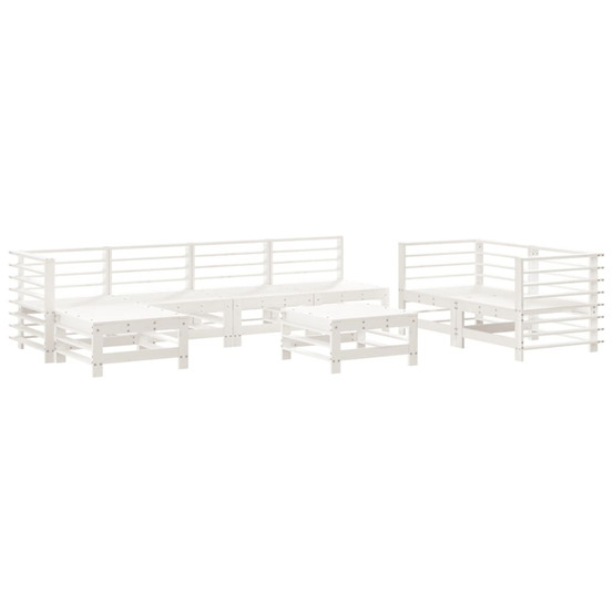 Salon de jardin 8 pcs blanc bois de pin massif