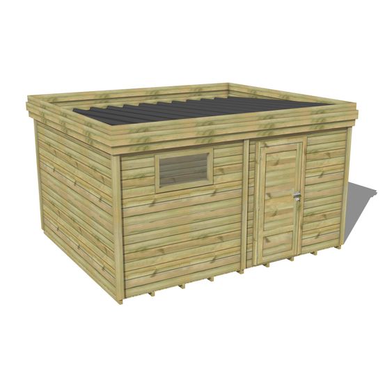 Abri de jardin bois pin traité autoclave 27mm - 4,695x3,44m / 16m2 - bac acier - plancher bois