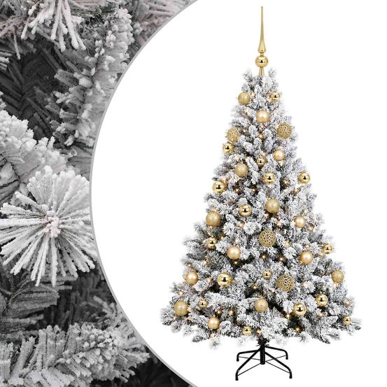 Arbre de noël artificiel avec boule 120 cm 150 led blanc chaud