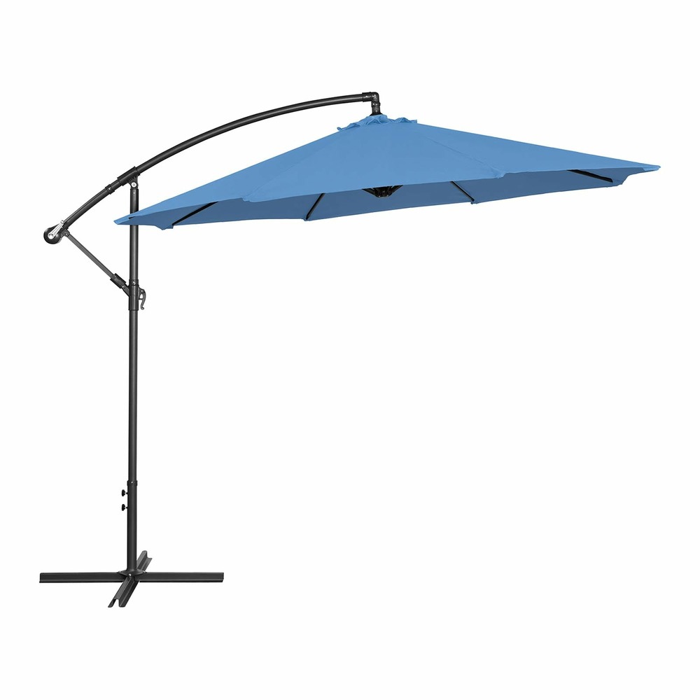 Parasol déporté rond diamètre 300 cm inclinable bleu