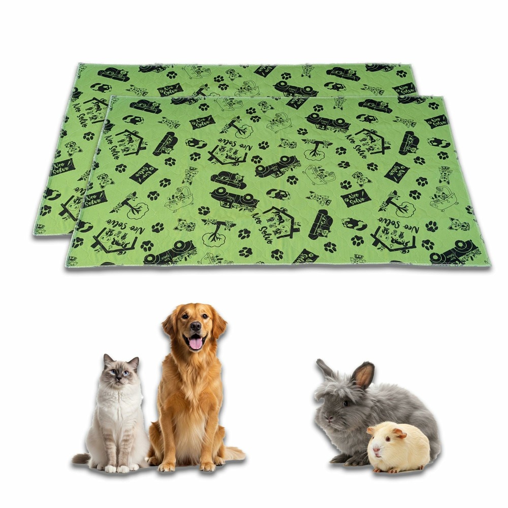 Tapis absorbant et antidérapant - lot de 2 - 70 x 35 cm - lavable en machine - pour chien, chat, lapin, cochon d'inde