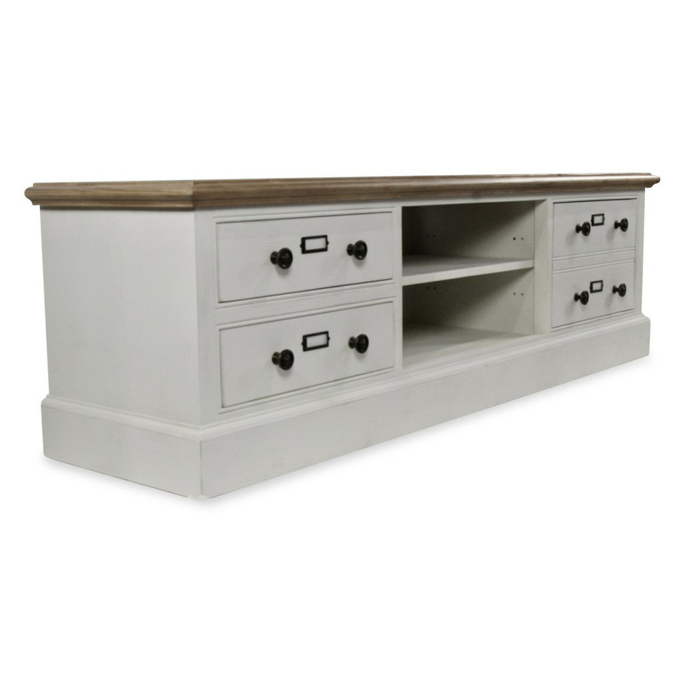 Meuble tv 4 tiroirs mdf blanc - natural interior's