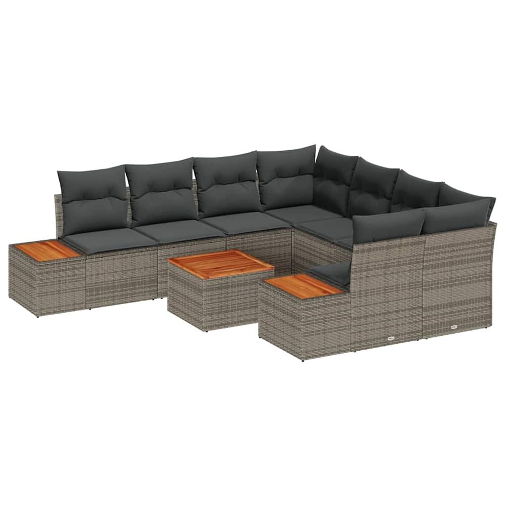 Ensemble de canapé de jardin 9 pc gris poly rotin