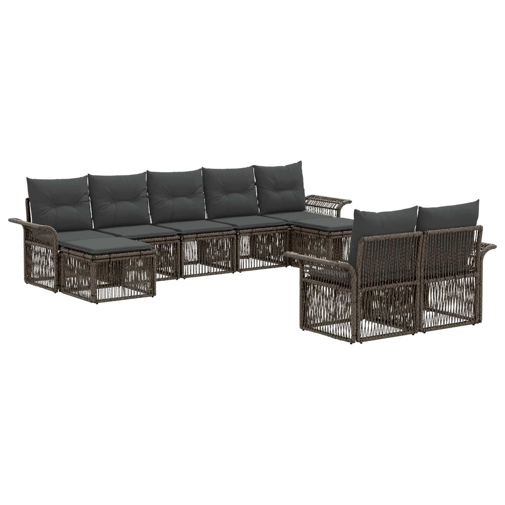 Ensemble de canapé de jardin 9 pcs gris polyrotin