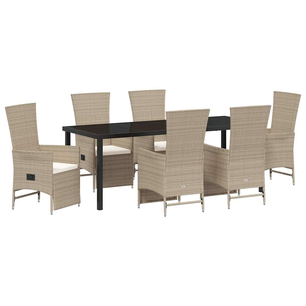 Ensemble de salle à manger pour jardin 7 pc beige polyrotin