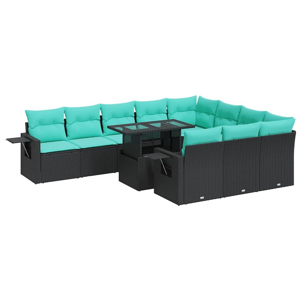 Ensemble de canapés de jardin 11 pcs et coussins rotin acacia
