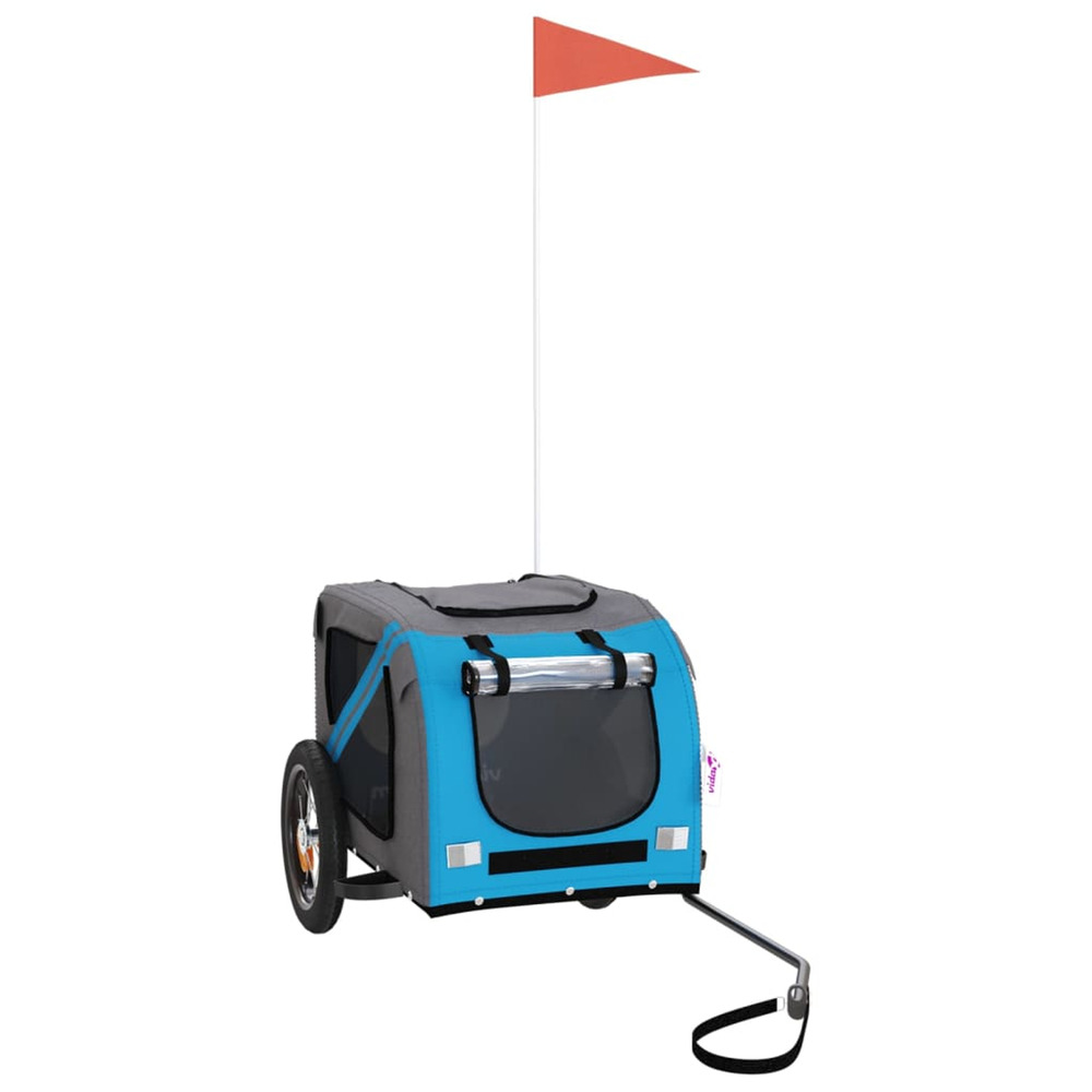 Remorque de vélo pour animaux de compagnie bleu et gris
