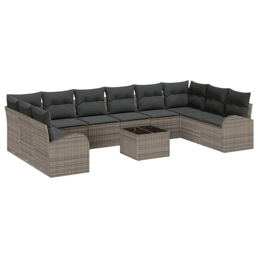 Ensemble de canapé de jardin 11 pc gris clair polyrotin