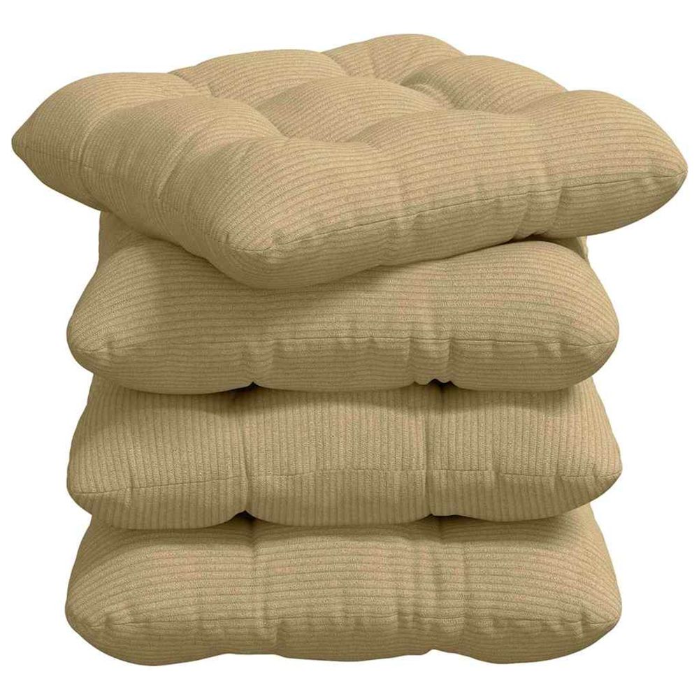 Coussins de siège 4 pc tissu en velours côtelé vert gris