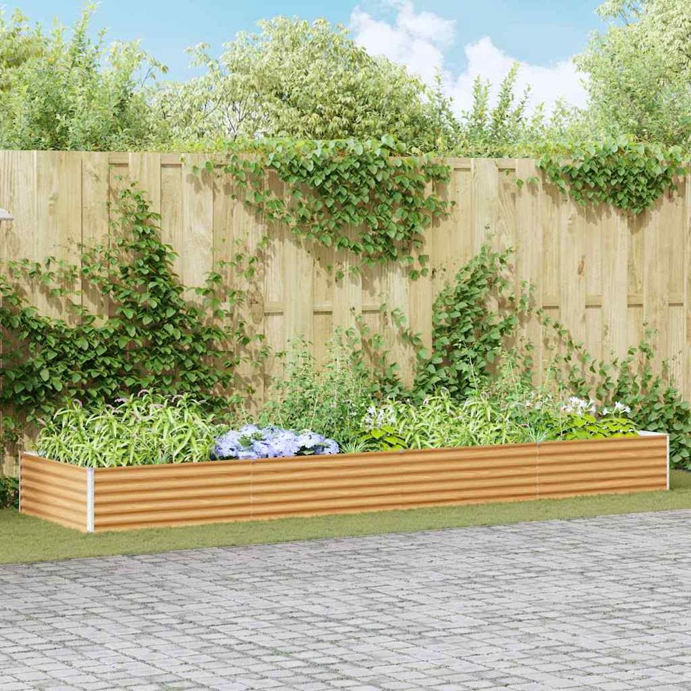 Immense carré potager extensible en acier galvanisé durable pour production maraîchère marron clair 390x100x36cm
